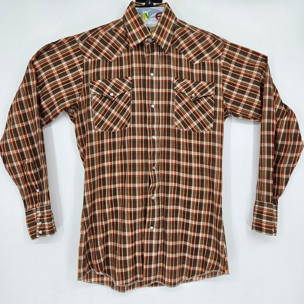 Panhandle Slim Shirt Mens 15 34 Plaid Western Vintage Casual Made‎ in USA